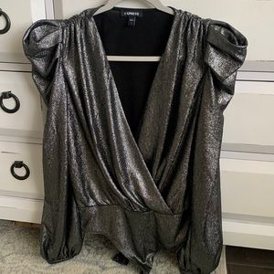 Express shiny metallic bodysuit women’s size small